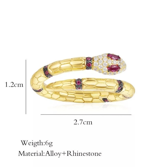 Pink Crystal Snake Ring - Picture 2 of 2